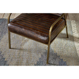 Mirai Ribbed Leather Armchair - Chocolate Brown