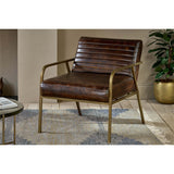 Mirai Ribbed Leather Armchair - Chocolate Brown