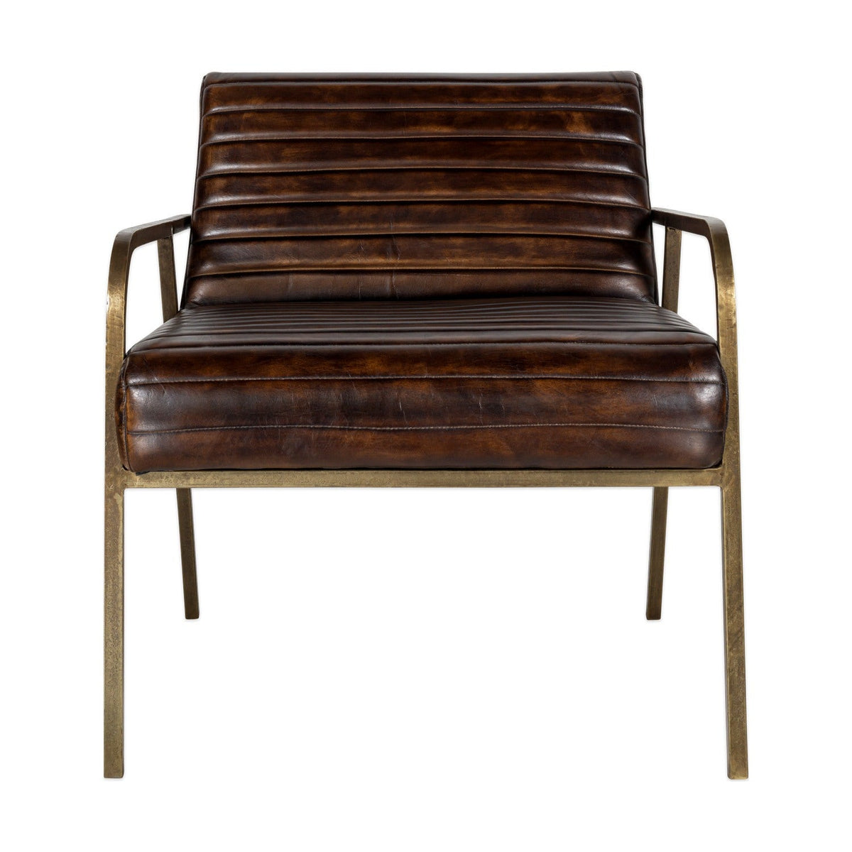 Mirai Ribbed Leather Armchair - Chocolate Brown