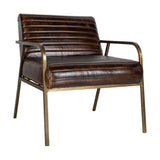 Mirai Ribbed Leather Armchair - Chocolate Brown