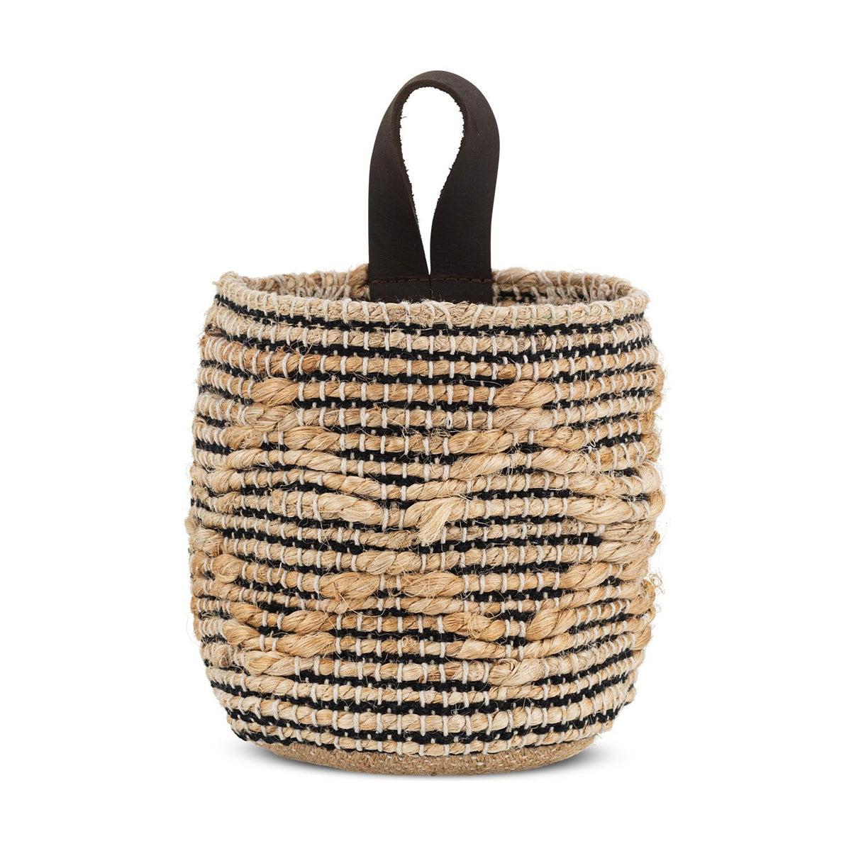 Mannu Small Wall Hung Storage Basket - Natural & Black