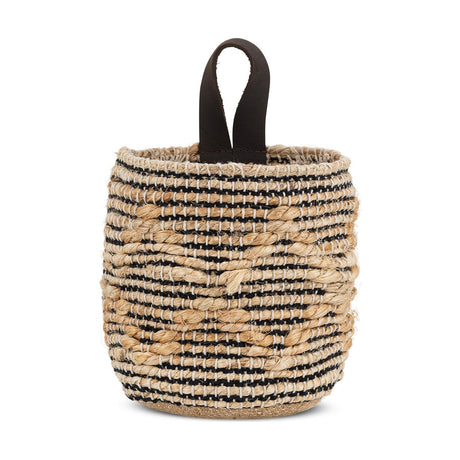 Mannu Small Wall Hung Storage Basket - Natural & Black