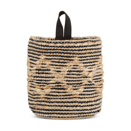 Mannu Large Wall Hung Storage Basket - Natural & Black