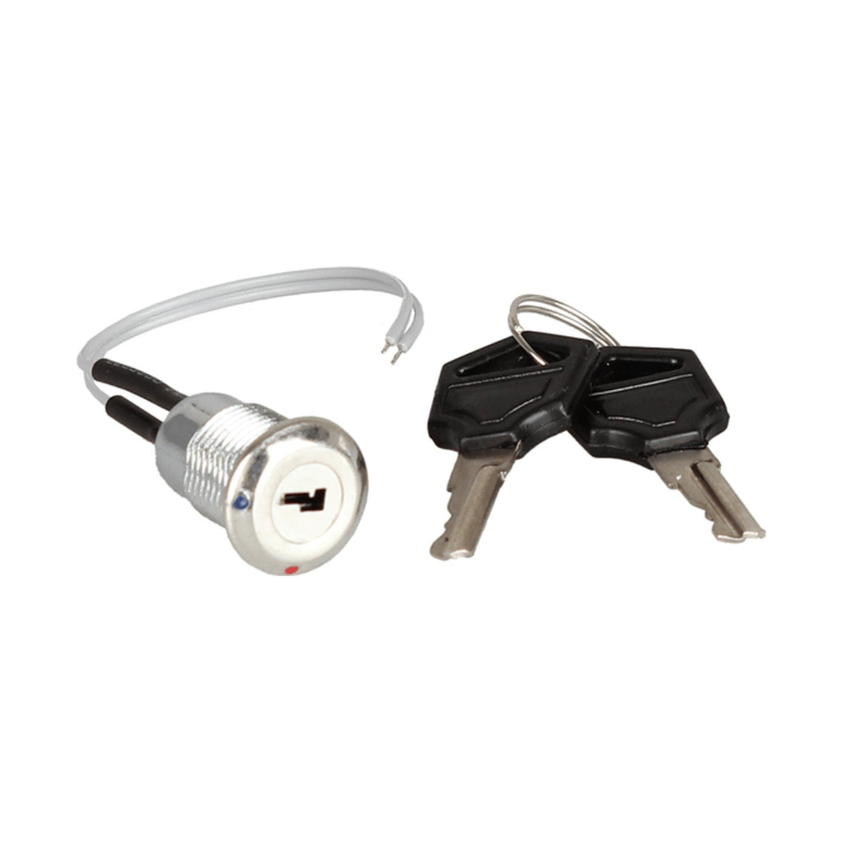 ESP Lock Barrel Set for MAG2/2P/4/4P panels, showing chrome zinc alloy barrel with wired terminals and two black keys on a ring, plain white background.