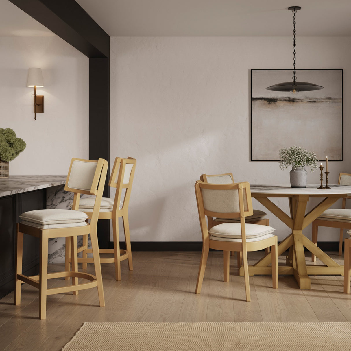 Maggie Counter Bar Stool - Frost with Umber