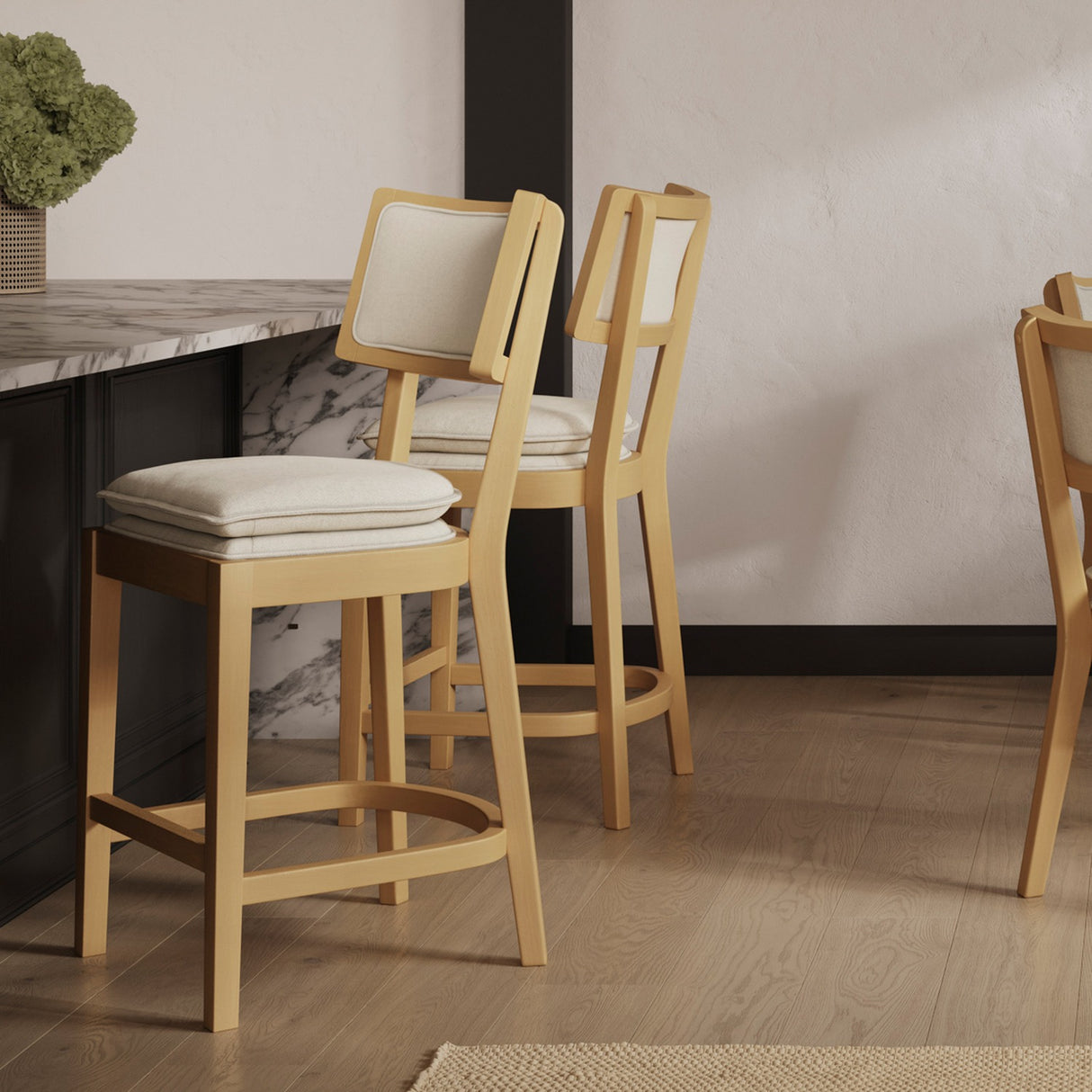 Maggie Counter Bar Stool - Frost with Umber