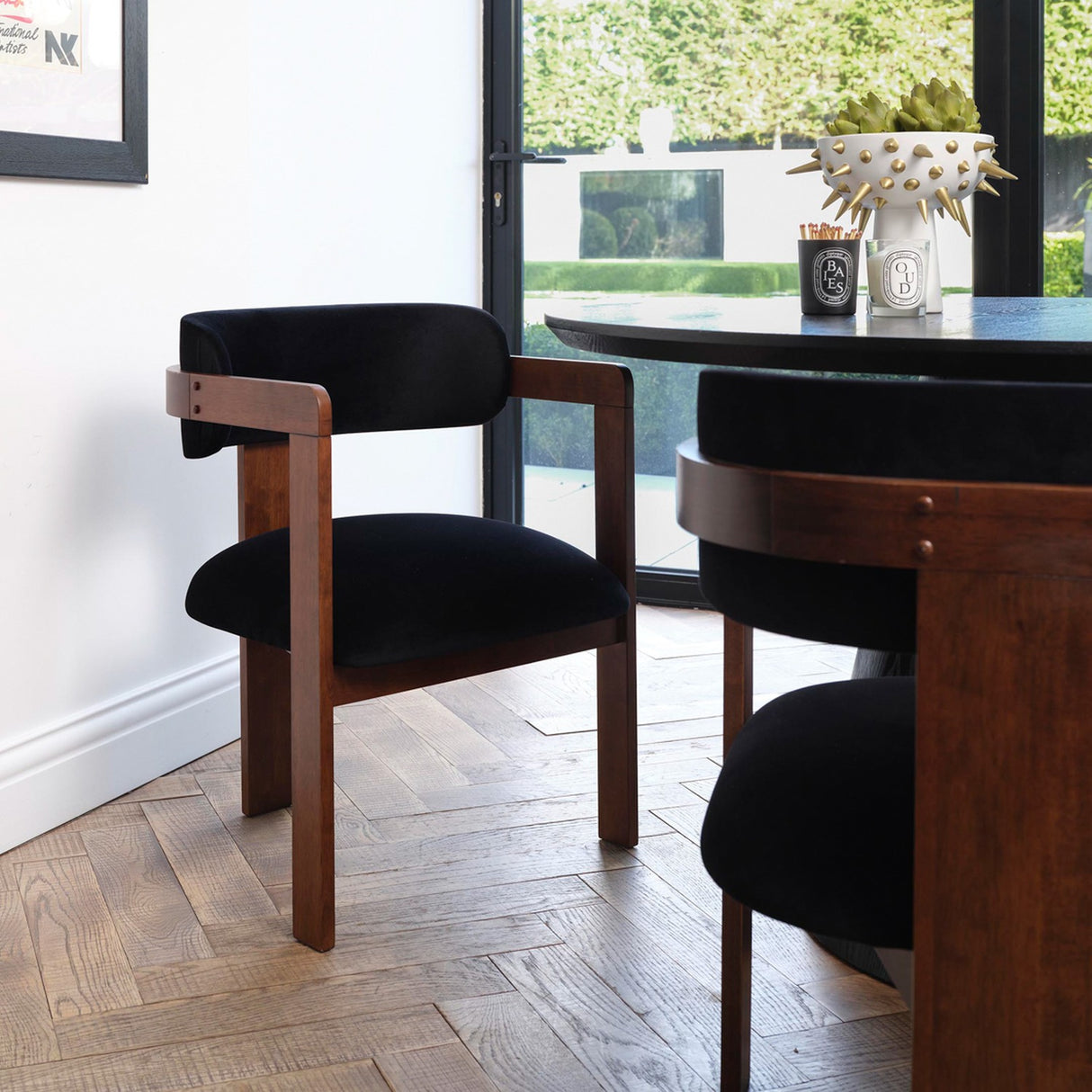 Mai Dining Chair - Black with Walnut