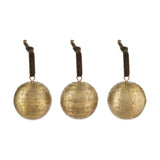 Manya Hammered Round Baubles - Brass - Set of 3