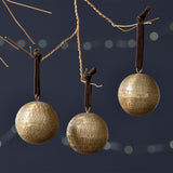 Manya Hammered Round Baubles - Brass - Set of 3