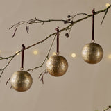 Manya Hammered Round Baubles - Brass - Set of 3