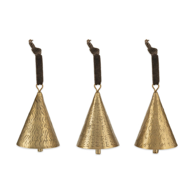 Manya Hammered Bell Baubles - Brass - Set of 3