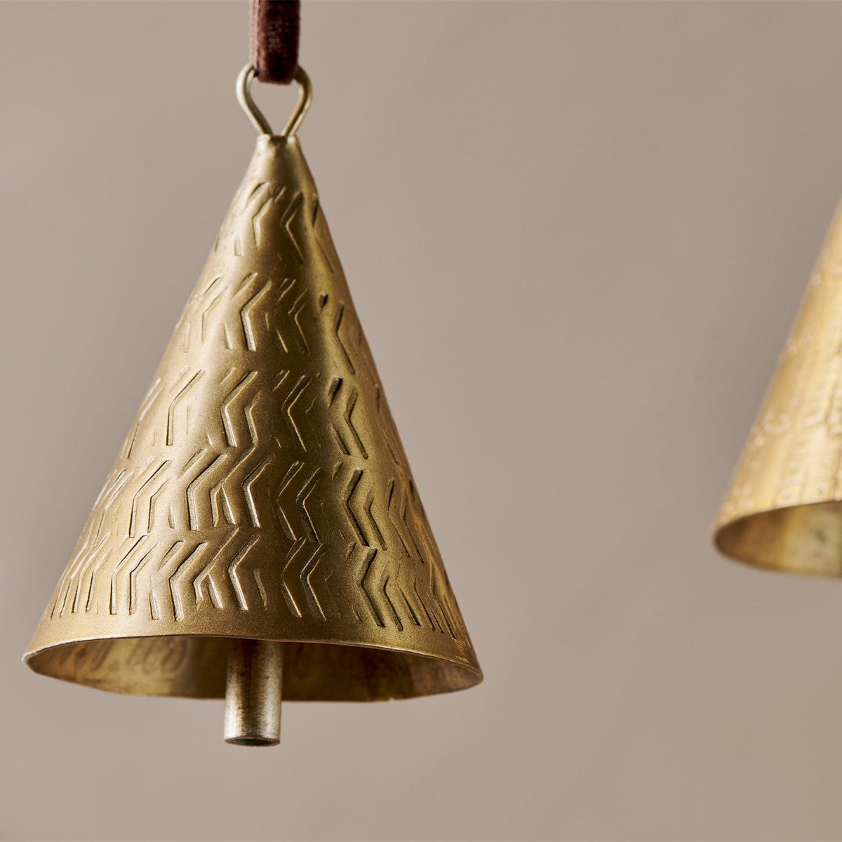 Manya Hammered Bell Baubles - Brass - Set of 3