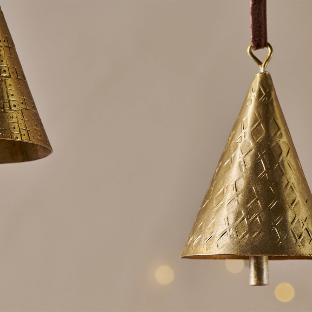 Manya Hammered Bell Baubles - Brass - Set of 3