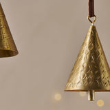 Manya Hammered Bell Baubles - Brass - Set of 3