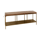 Mahi Iron & Leather Bench - Antique Brass