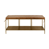 Mahi Iron & Leather Bench - Antique Brass