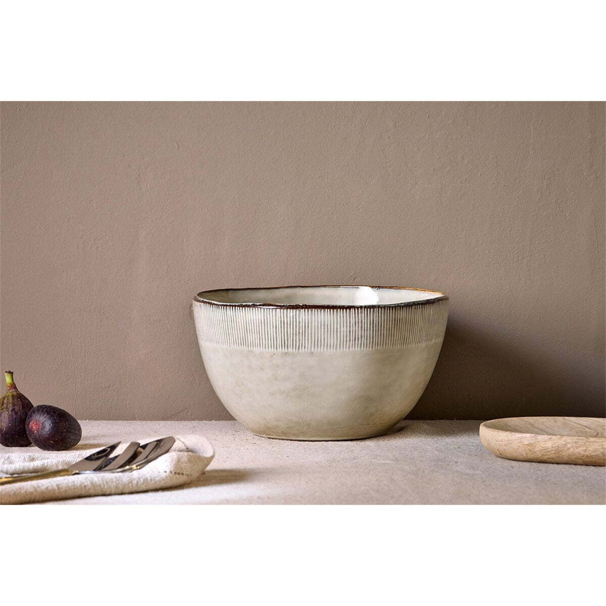 Malia Stoneware Serving Bowl - Cream