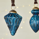 Manipur Ribbed Glass Baubles - Indigo - Set of 3