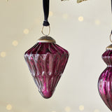 Manipur Ribbed Glass Baubles - Ruby - Set of 3
