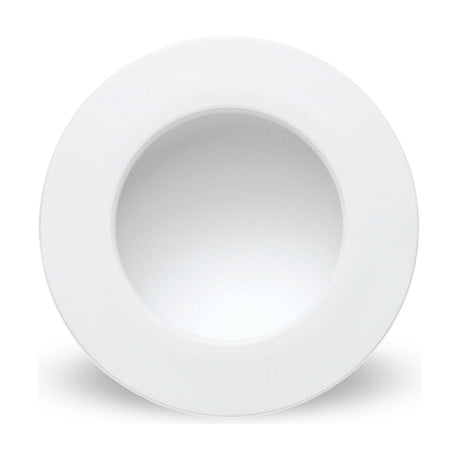 Cabrera round recessed downlight with matt white aluminium trim, 95mm cut-out, integrated LED, 6W, 3000K warm white, shown on a plain white background.