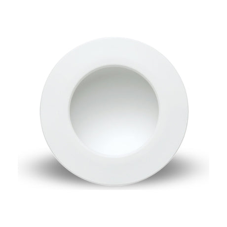 Cabrera Downlight, a round recessed fixture with matt white aluminium trim and inner reflector, 95mm cut-out, 6W integrated LED, 4000K, shown against a plain white background.