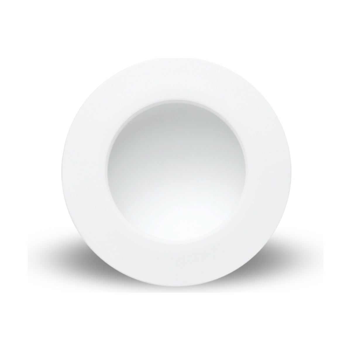 Cabrera round recessed downlight in matt white aluminium with a deep circular reflector, 24W LED integrated, 4000K, shown against a plain white background.
