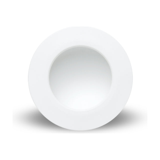 Cabrera round recessed downlight in matt white aluminium with a deep circular reflector, 24W LED integrated, 4000K, shown against a plain white background.