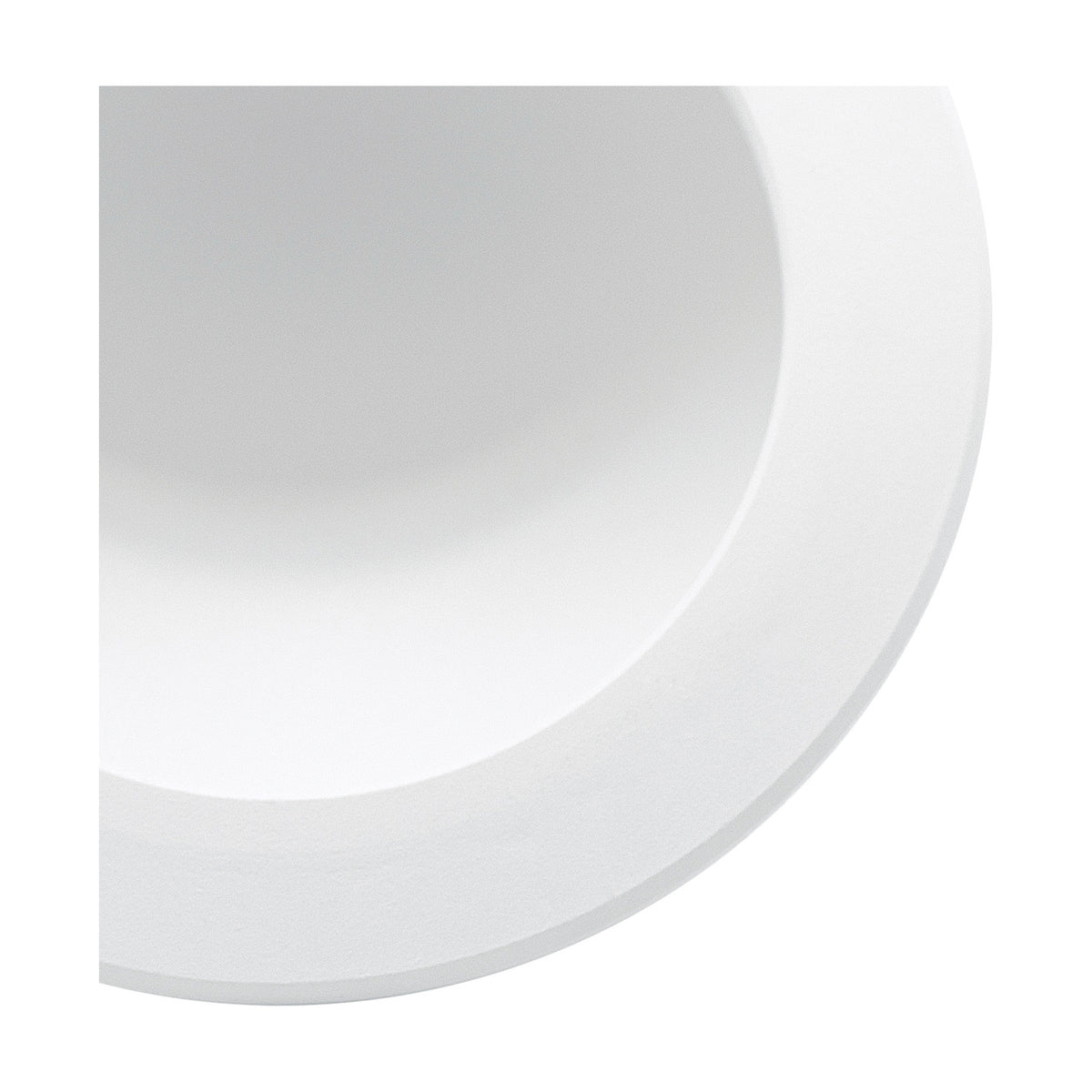 Close-up of the Cabrera Downlight, a round recessed fixture with matt white finish and integrated LED, shown against a plain white background.