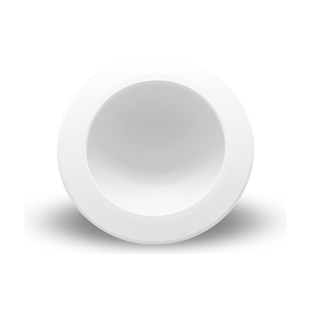 Cabrera round recessed downlight in matt white aluminium, front view showing a flat circular bezel and recessed body with integrated LED, on a plain white background.