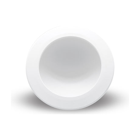 Cabrera round recessed downlight in matt white aluminium, front view showing a flat circular bezel and recessed body with integrated LED, on a plain white background.