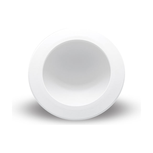 Cabrera round recessed downlight in matt white aluminium, front view showing a flat circular bezel and recessed body with integrated LED, on a plain white background.