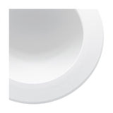 Close-up of the Cabrera round recessed downlight in matt white aluminium, showing its flat bezel and shallow body against a plain white background.