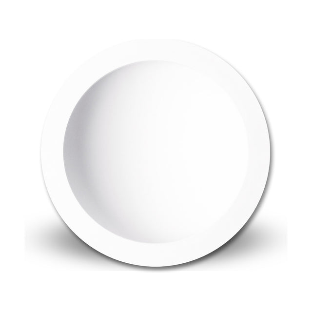 Cabrera Downlight, round recessed fixture with matt white rim and wide integral LED face, 285mm cut-out, 30W 3000K warm white, shown on a plain white background.