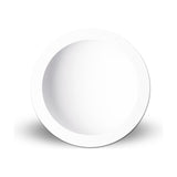 Cabrera round downlight with a deep-set matt white aluminium face and recessed centre, shown against a plain white background, 285mm cut-out, 30W, 4000K.