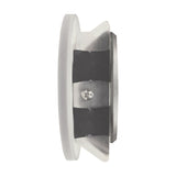 Side view of the Metacrilato acrylic downlight, 80mm cut-out, showing a matt white flush rim and metal housing with visible screw fitting, on a plain background.