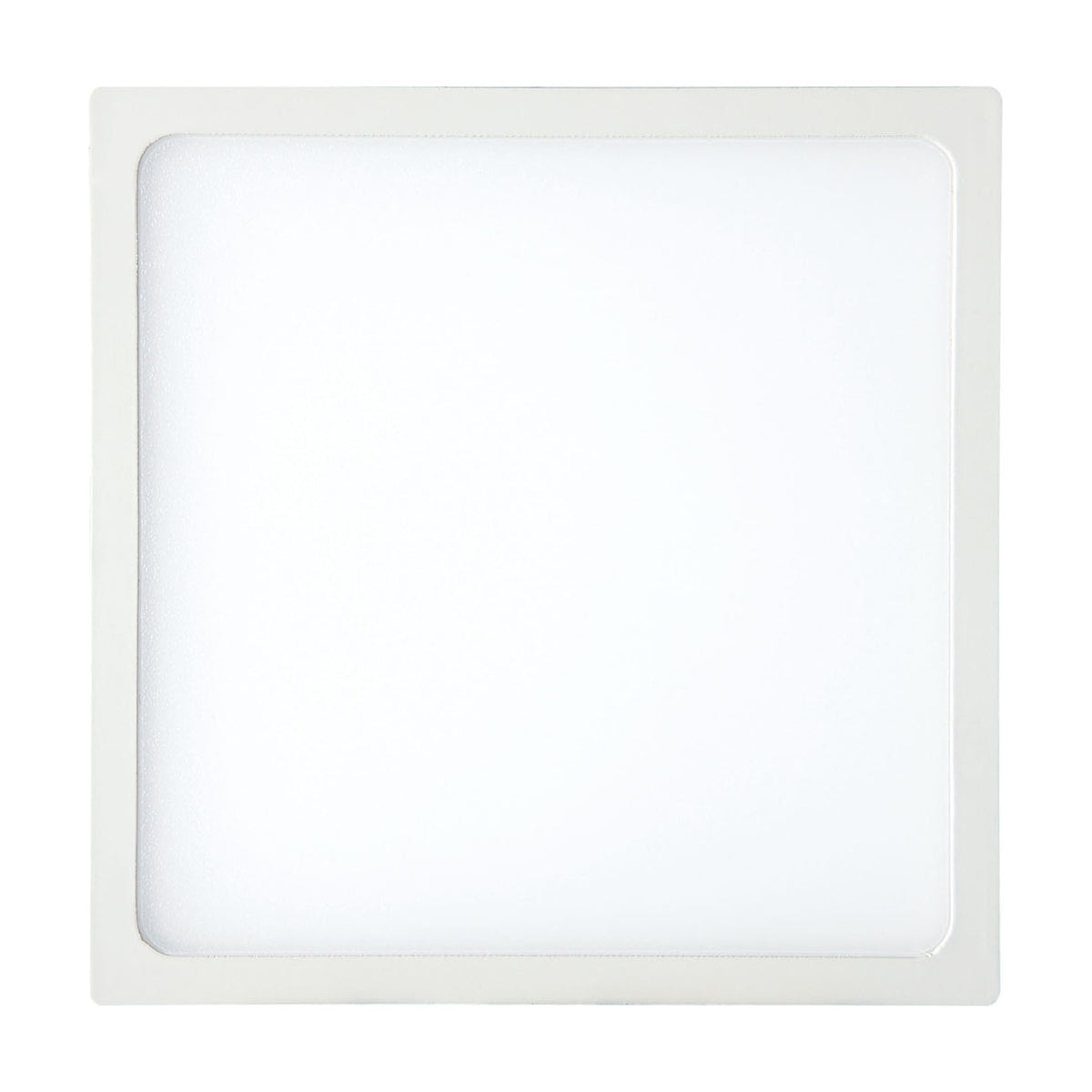 Saona Recessed Square Downlight with matt white bezel and integrated LED panel, shown against a plain white background, 80mm cut-out, 4000K neutral white.