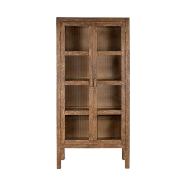 Mendani Mango Wood & Glass Display Cabinet - Walnut