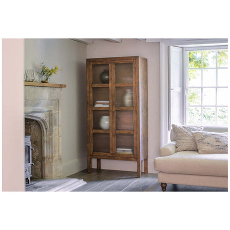 Mendani Mango Wood & Glass Display Cabinet - Walnut
