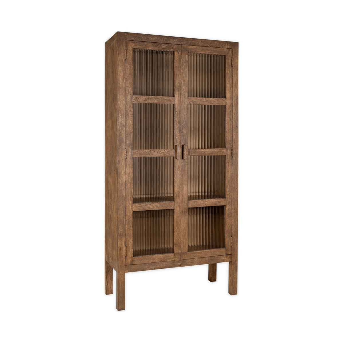 Mendani Mango Wood & Glass Display Cabinet - Walnut