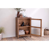 Mendani Mango Wood Fluted Glass Low Cabinet - Walnut