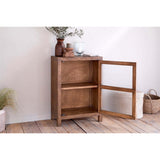 Mendani Mango Wood Fluted Glass Low Cabinet - Walnut