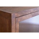 Mendani Mango Wood Fluted Glass Low Cabinet - Walnut