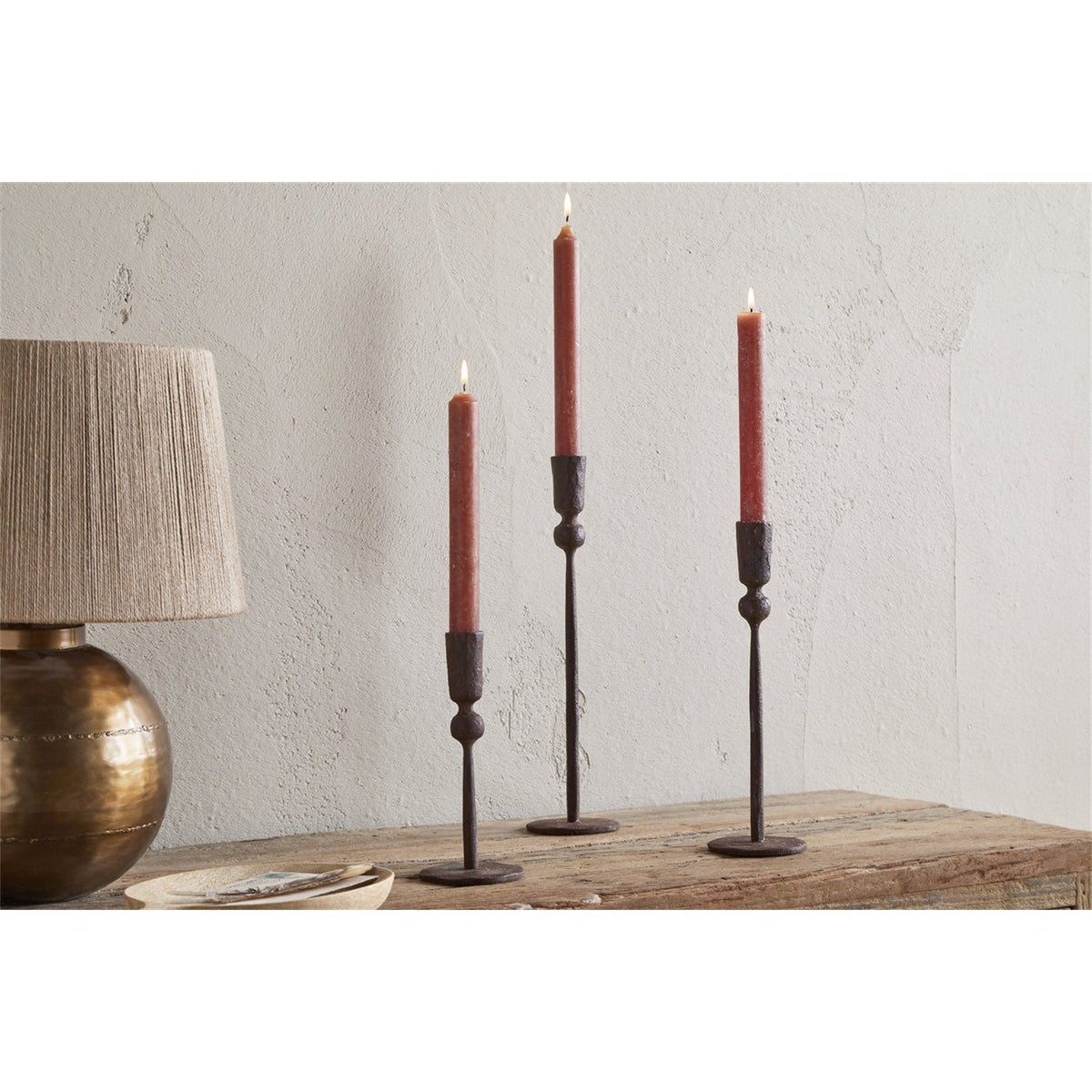 Mawindi Medium Iron Candle Holder - Rust