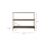 Mahi 3 Tier Iron Console Table - Antique Brass