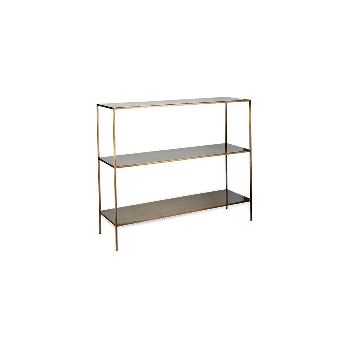 Mahi 3 Tier Iron Console Table - Antique Brass