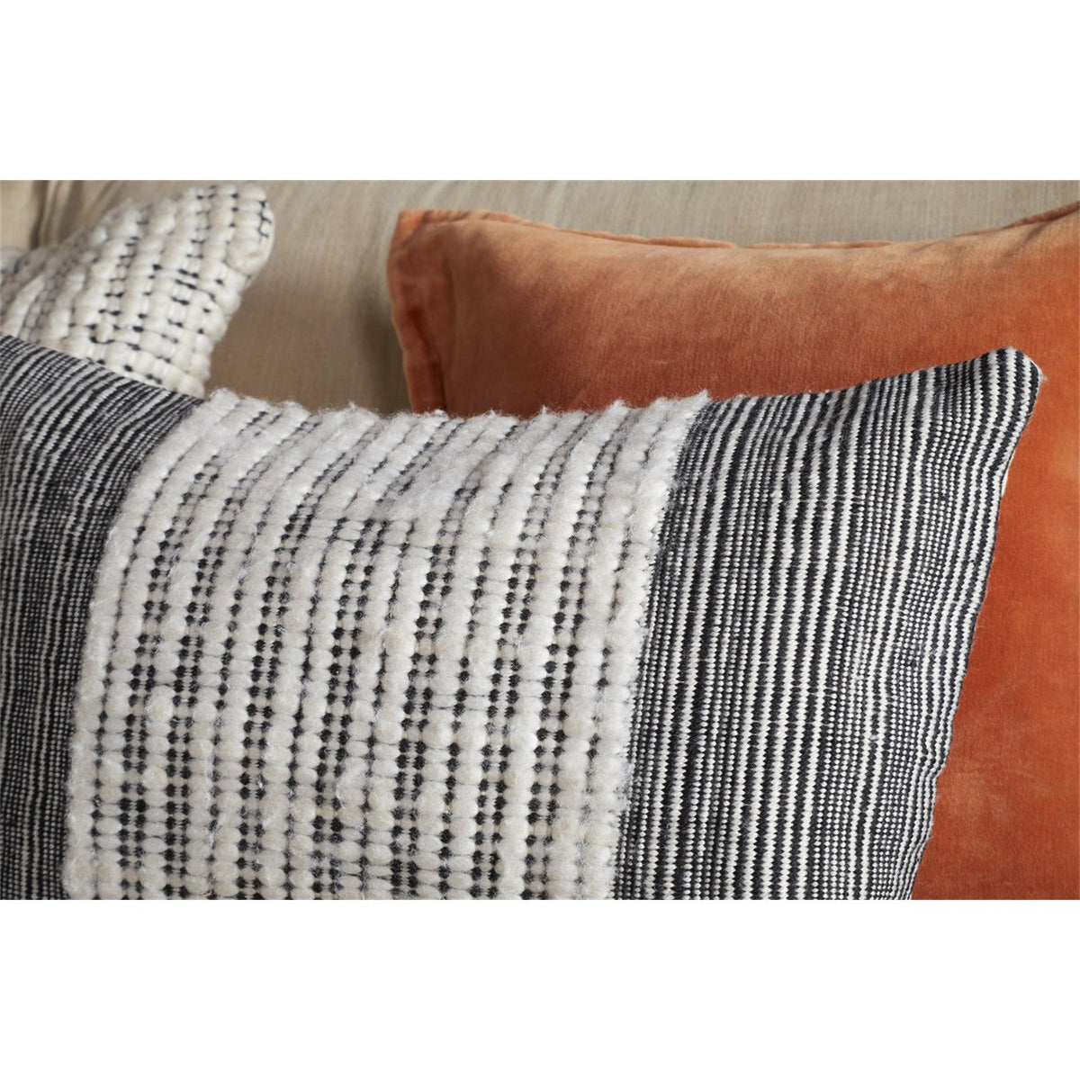 Mika 60 x 40cm Recycled Cushion Cover - Black & Natural
