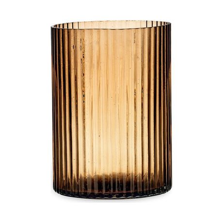 Malana Large Recycled Glass Candle Holder - Smoke Brown
