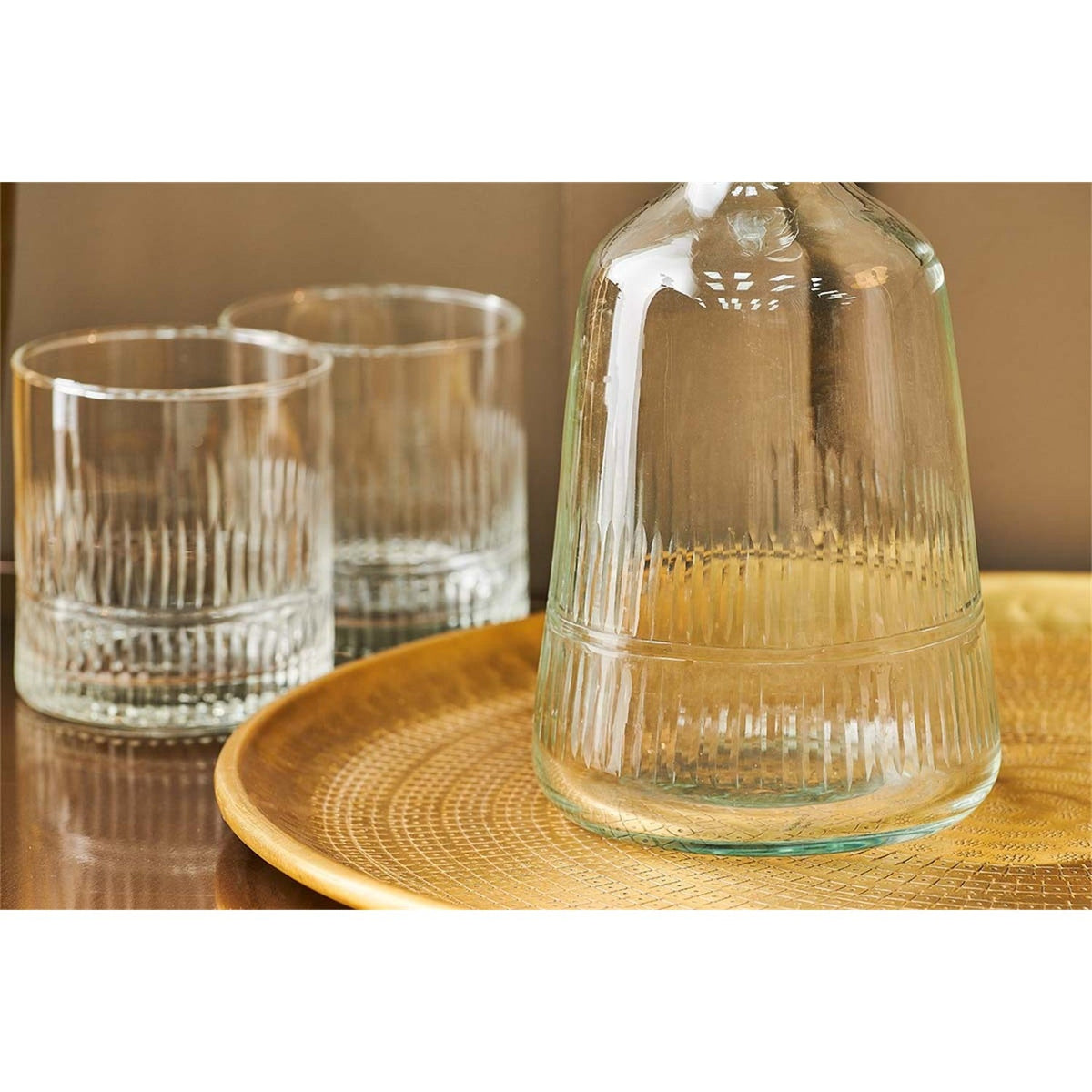 Mila Etched Recycled Glass Decanter - Clear