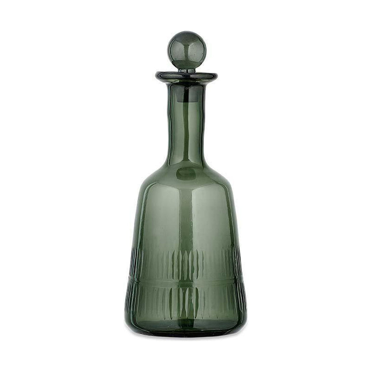 Mila Etched Recycled Glass Decanter - Dark Emerald