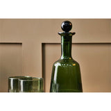 Mila Etched Recycled Glass Decanter - Dark Emerald
